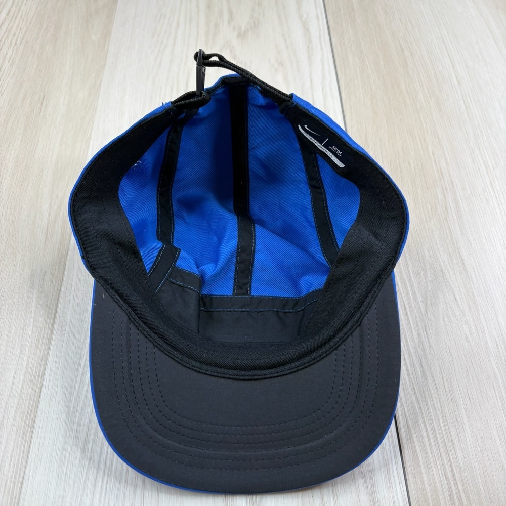 Nike AW84 Dri-Fit Blue Adjustable Strapback Performance Running 5 Panel Cap Hat - Picture 5 of 7